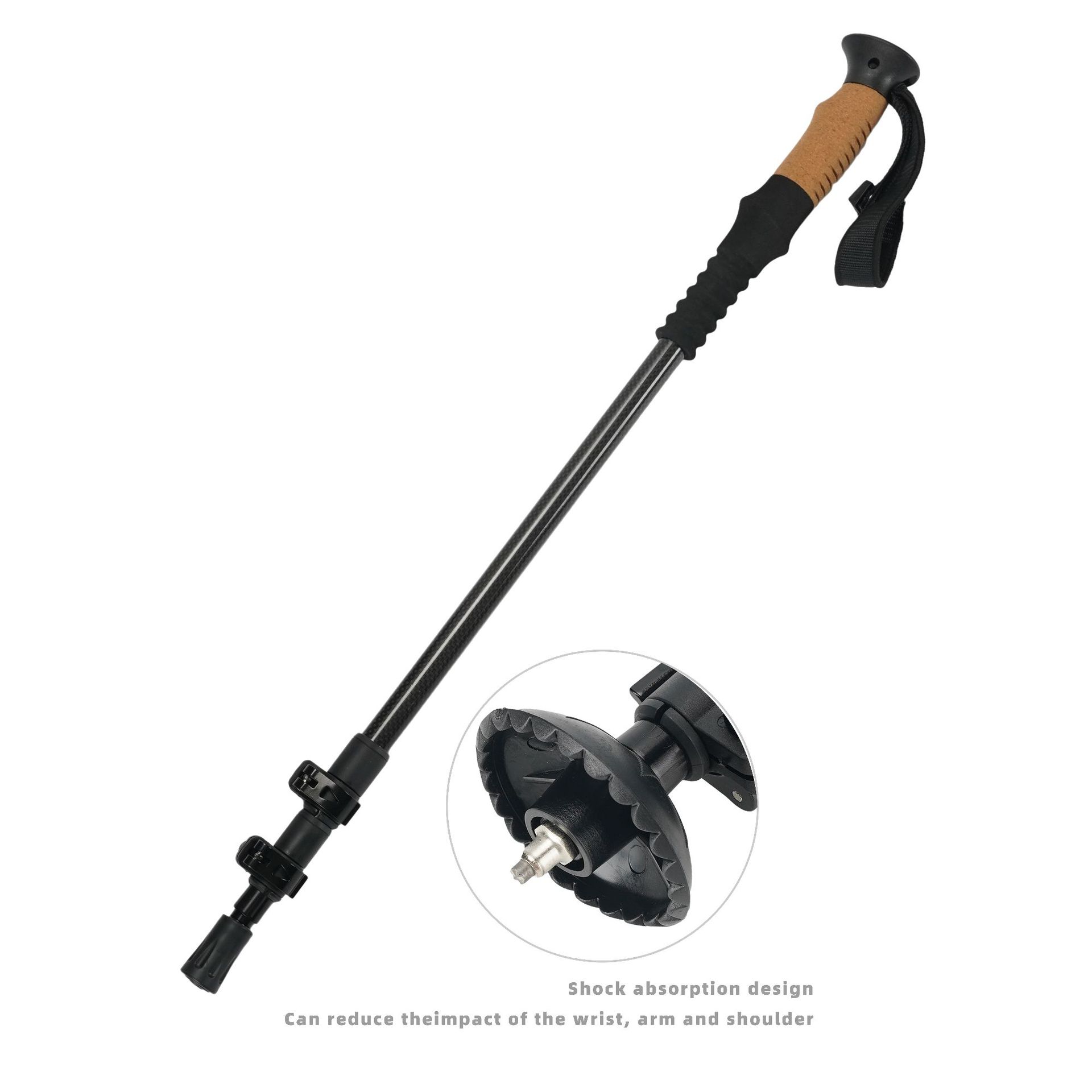 Trekking Pole Carbon - Cross-border multi-functional telescopic cushioning trekking poles