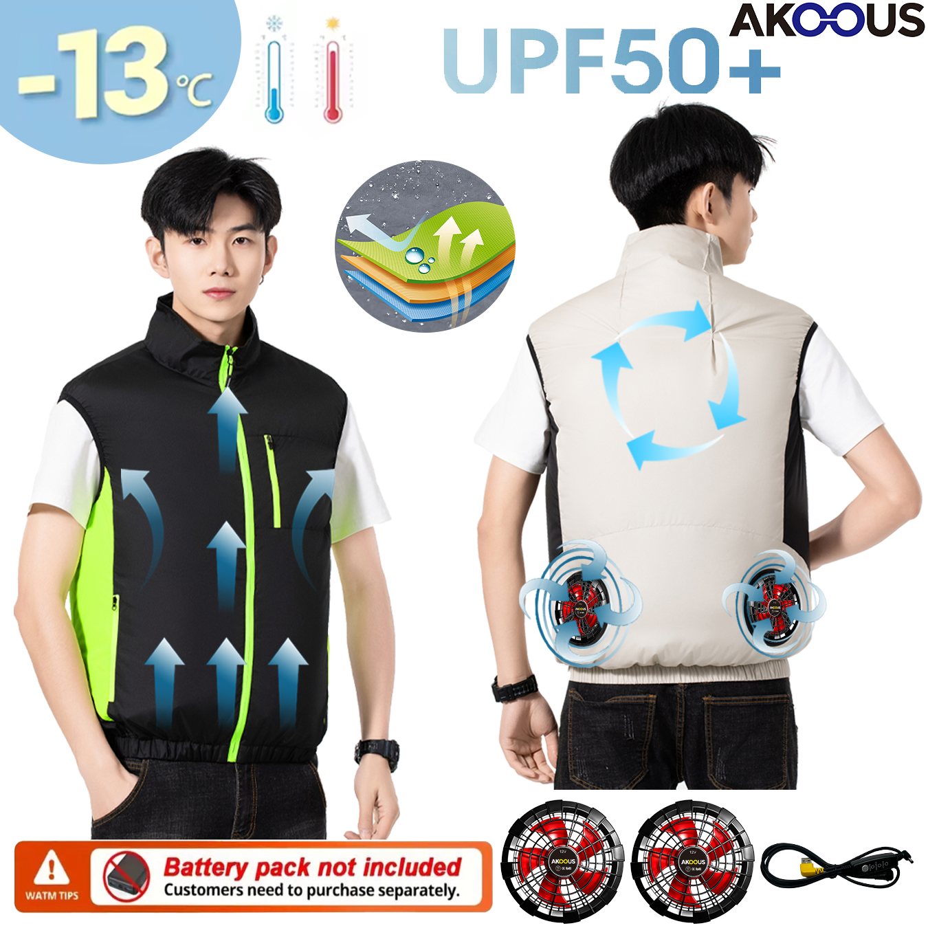 12V 5V USB Cooling 4 Fans Vest - огляд і ціна Outdoor Adventure Clothing