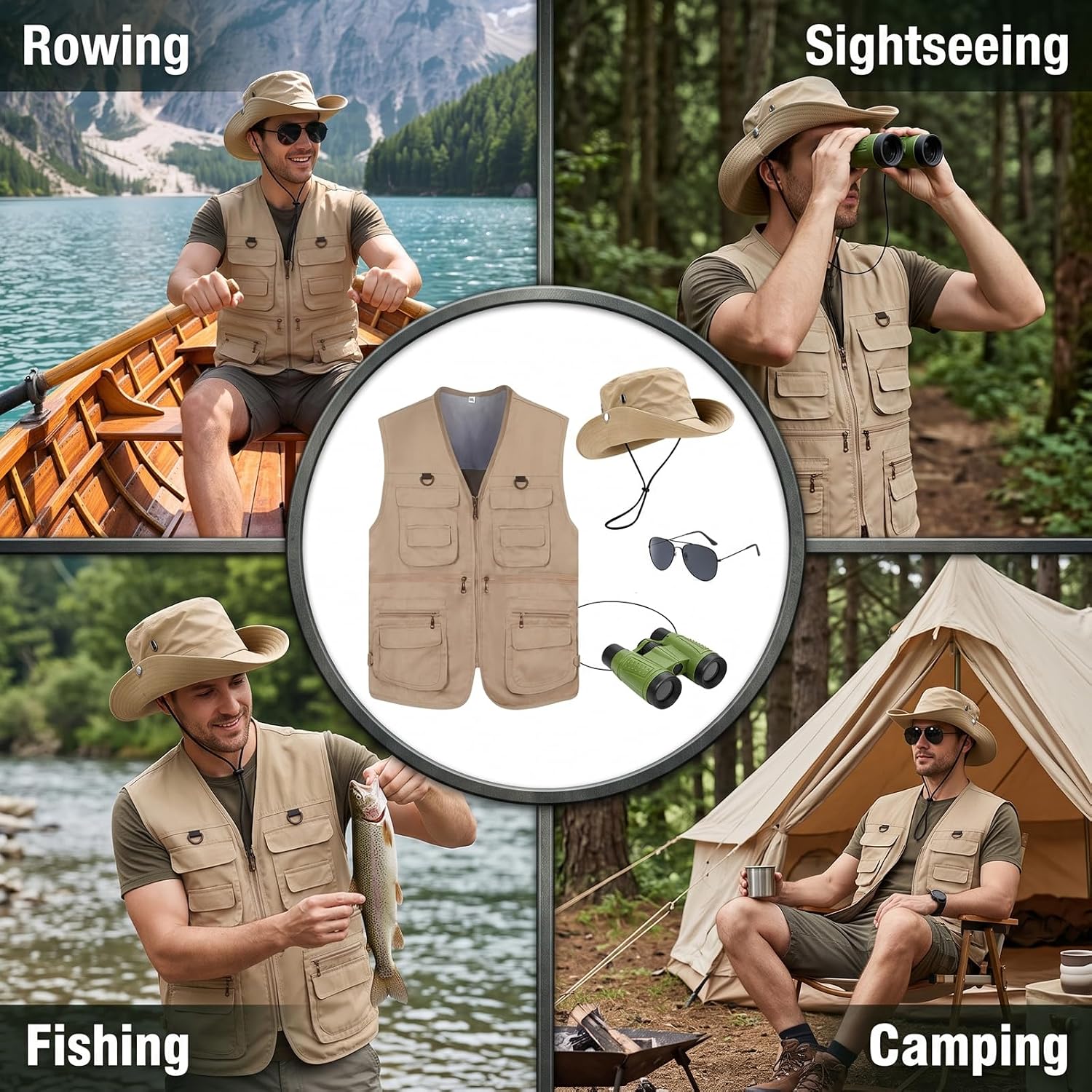 4 Pcs Men Safari Costume Set O - огляд і ціна Zoo Outdoor Adventure Set